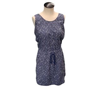 PATAGONIA Navy & White Sleeveless Tie Front Mini Dress - Size S